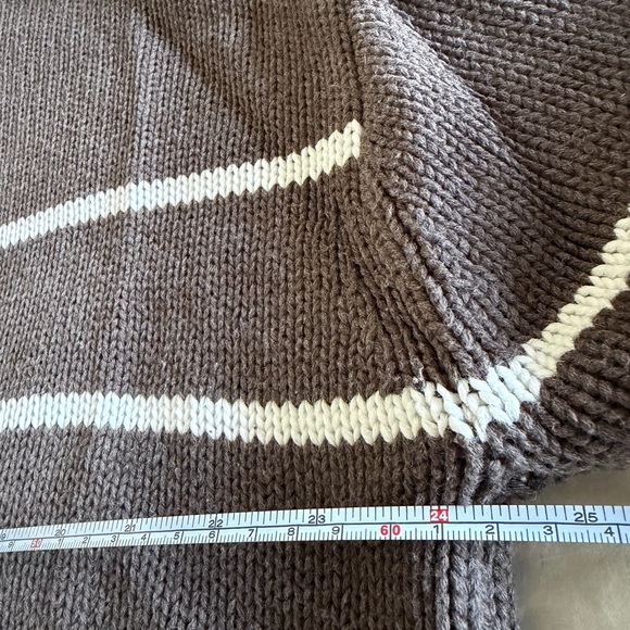 Quince Brown Striped Crewneck Sweater, 100% Organic Cotton - Picture 7 of 9